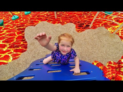 THE FLOOR IS LAVA CHALLENGE!! at the park with my baby brother lava monster