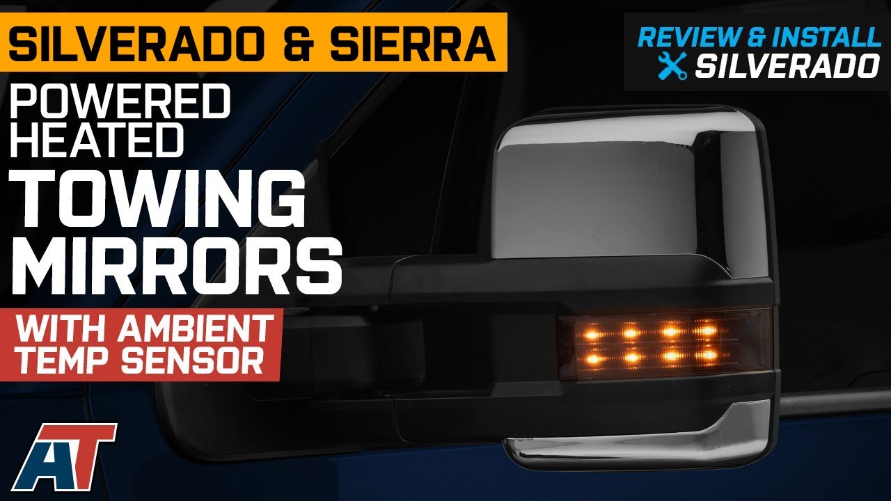 For 14-18 Silverado Sierra Dual Arm Power Heated LED Chrome Cargo Tow Mirrors