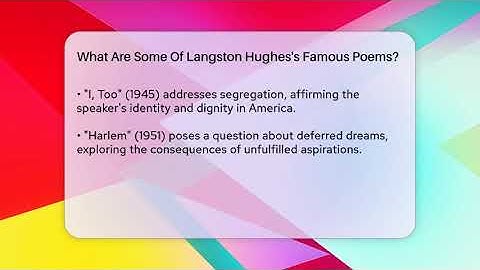 What Are Some Of Langston Hughes