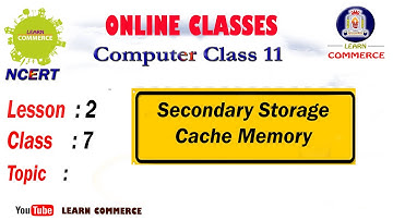 Secondary Storage and Cache Memory in Computer | Class 11 Computer Science | Mrs Shahanaz
