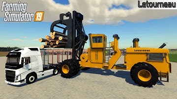 Farming Simulator 19 - LETOURNEAU LOG UNLOADER A Giant Machine Unloads A Logging Truck