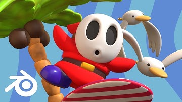 Surfing Shy Guy - Blender Timelapse