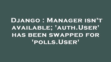 Django : Manager isn