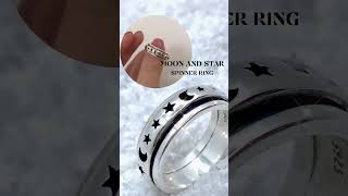 Moon and Star Spinner Ring in Silver