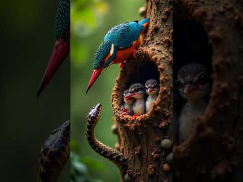 A snake attack a kingfisher nest. #birds #shorts #tranding #reels #nature