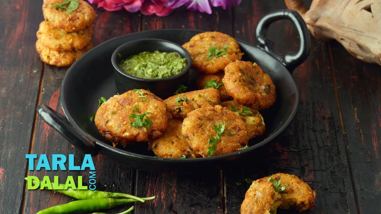 Potato Cheese Garlic Tikki Recipe by Tarla Dalal