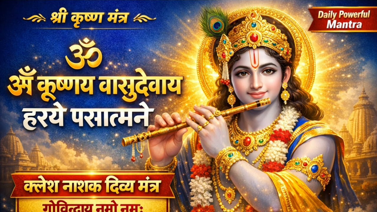   ॐ कृष्णाय वासुदेवाय हरये परमात्मने | क्लेश नाशक श्री कृष्ण मंत्र | Daily Powerful mantra 