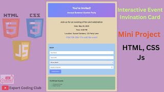 Create Interactive Event invitation Card using html css and javascript in 2025 | project in 2025