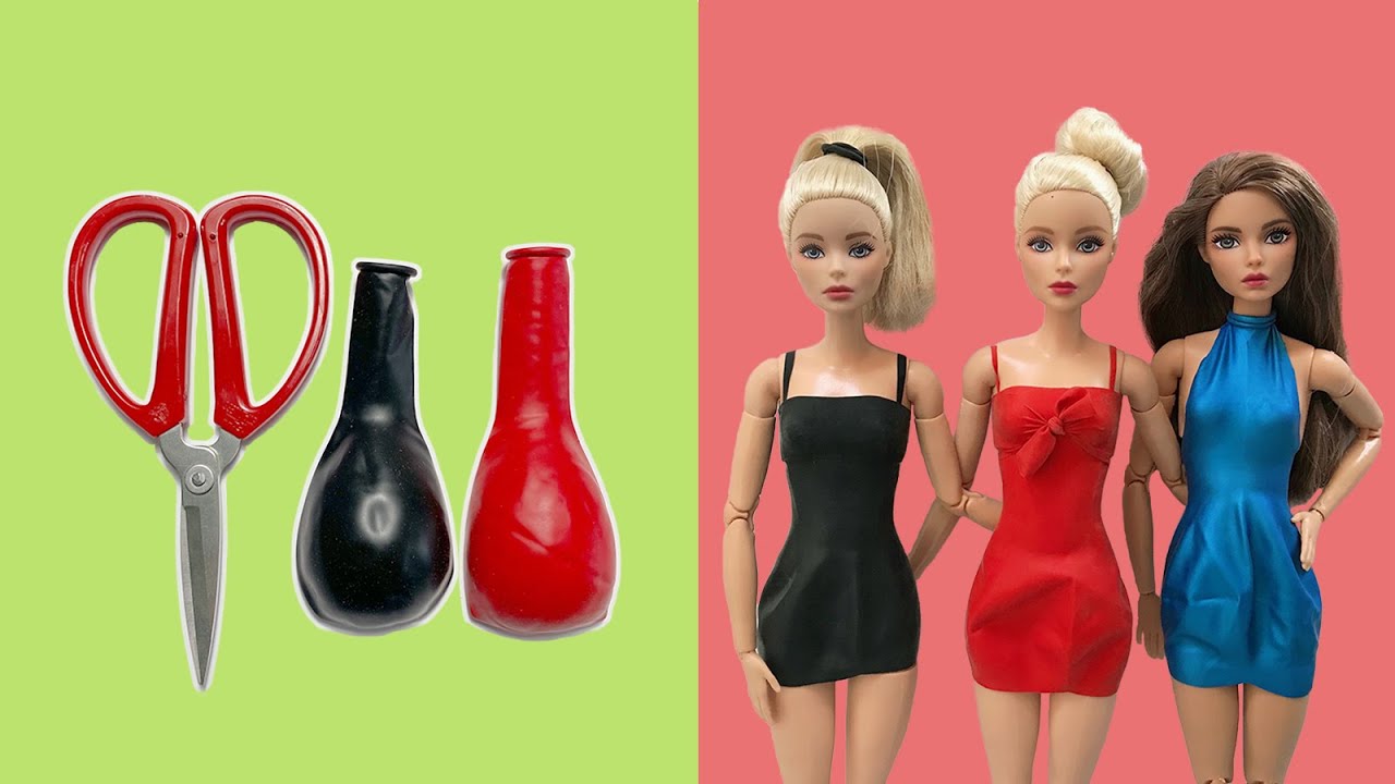  DIY Barbie Dresses with Balloons Making Easy No Sew Clothes for Barbies   YouTube