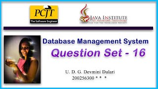Database Management System | Question-set 16 | 1st year | Java institute