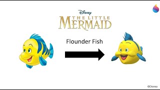 Paint 3D Tutorial: Flounder Fish ~ The Little Mermaid (1989)