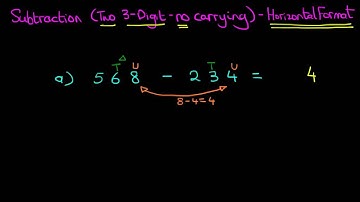 Subtraction (Two 3-Digit Numbers [no carrying]) - Horizontal Format