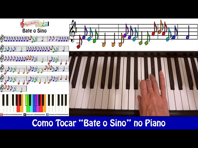 Como Tocar Bate o Sino no Piano e Teclado (Aula de Música Infantil) 