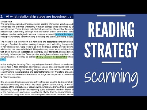 Reading Strategy: Scanning