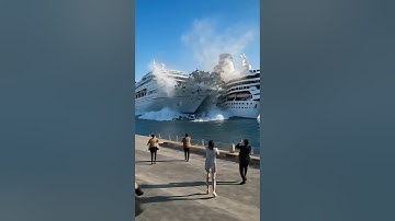 Unexpected Crash — Two Cruise Ships Cross Paths Near the Port!