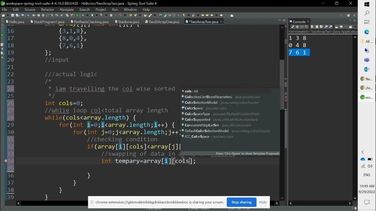 2D Array Column Wise Sorted || Unsorted Matrix ||ASC ORDER - YouTube