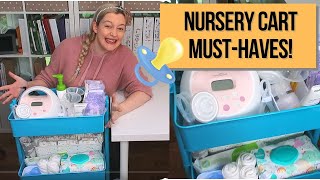 NURSERY CART ORGANIZATION | What you NEED in a Bedside Cart from a Second Time Mom!