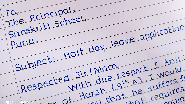 half day leave application for school from parents |application writing for school@sharp handwriting