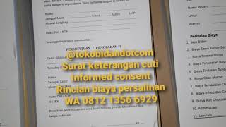 Buku Rincian Biaya Persalinan, Surat Keterangan Cuti, Informed Consent Bidan Buku Rincian Biaya Persalinan, Surat Keterangan Cuti, Informed Consent Bidan