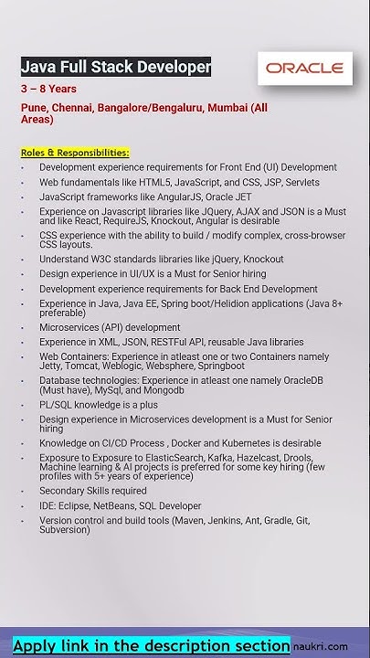 Oracle | Java | Developer | Full Stack #shorts #ytshorts - YouTube