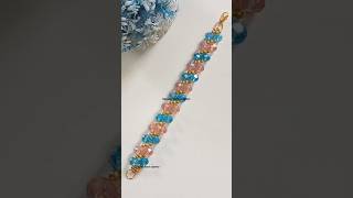 Simple &amp; Easy Crystal Beads Bracelet Tutorial 💙🤎 || Bracelet Tutorial for beginners #diy #bracelet