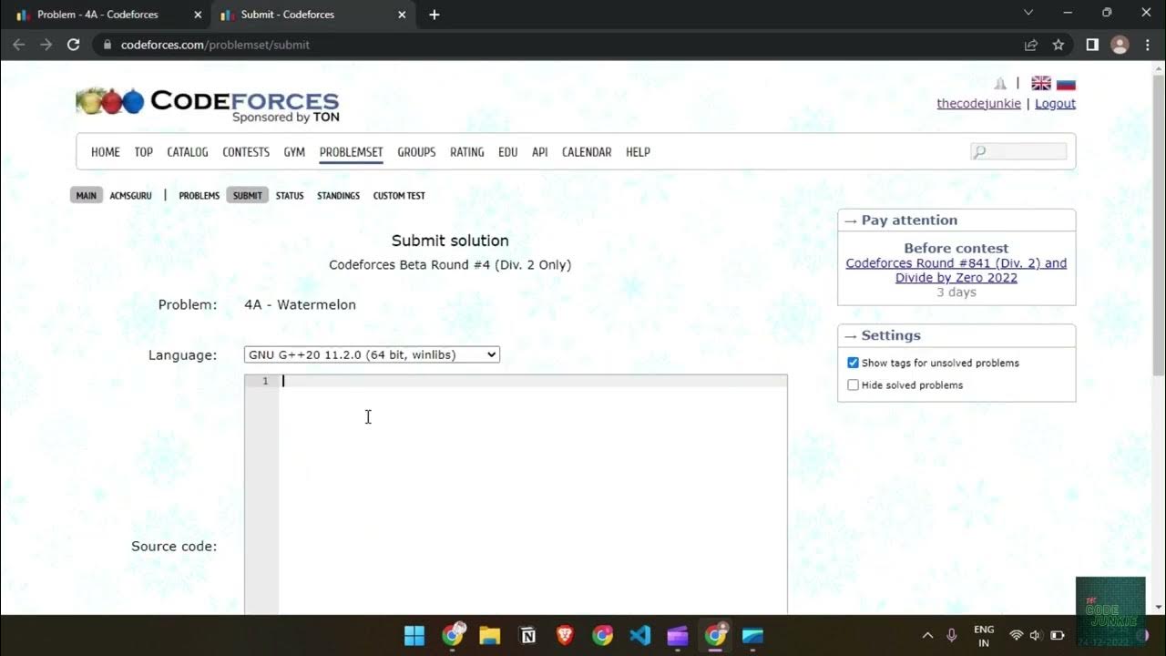 Problem 4a watermelon codeforces c solution youtube