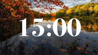 15 Minute Fall Nature Timer - Cozy Autumn Lake & Trees | Peaceful Acoustic Music | Classroom, Focus