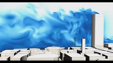 Flow Past Building Post Processed by ANSYS EnSight
