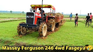 Massey Ferguson 246 4wd tractor stuck in mud || Help with tractor guru subha 😌 screenshot 5