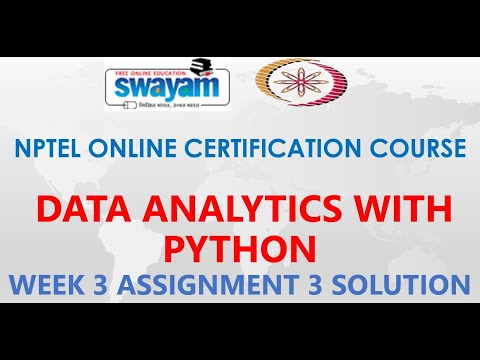 Data Analytics with Python | NPTEL | Week 3 | Assignment 3 Solution | Jan 2021