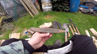 Billhook sharpening and care for working in the woods.