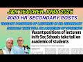 J&amp;K Teacher Jobs 2025 | Teacher 4000 Recruitment in Jammu Kashmir | J&amp;K Hr. Secondary Jobs Update