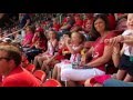 Ry Ry, K-Lo, Cam, and their cousins dancing at the St. Louis Cardinals baseball game