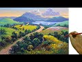 Acrylic Landscape Painting in Time-lapse / Overlooking Dirt Road to Lake / JMLisondra