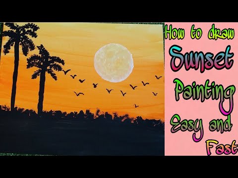 HOW TO DRAW A SUNSET DRAWING EASY AND FAST//WATER COLOUR DRAWING SUNSET