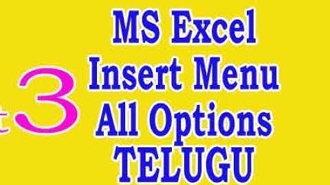 MS Excel Insert Menu All Options in Telugu