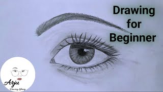 How to Draw Realistic Eye & Eyebrow for beginner || Easy drawing step by step ||