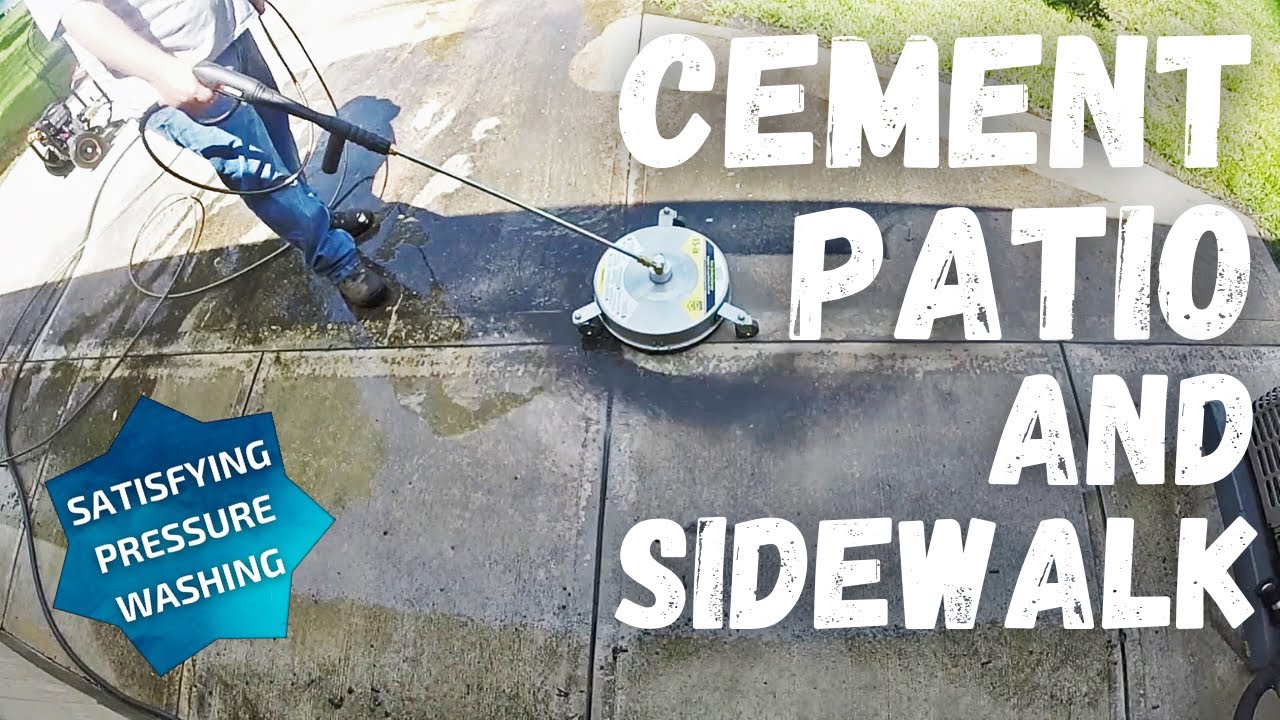 Power washing FULL cement patio & sidewalk! 💦 ODDLY SATISFYING PRESSURE