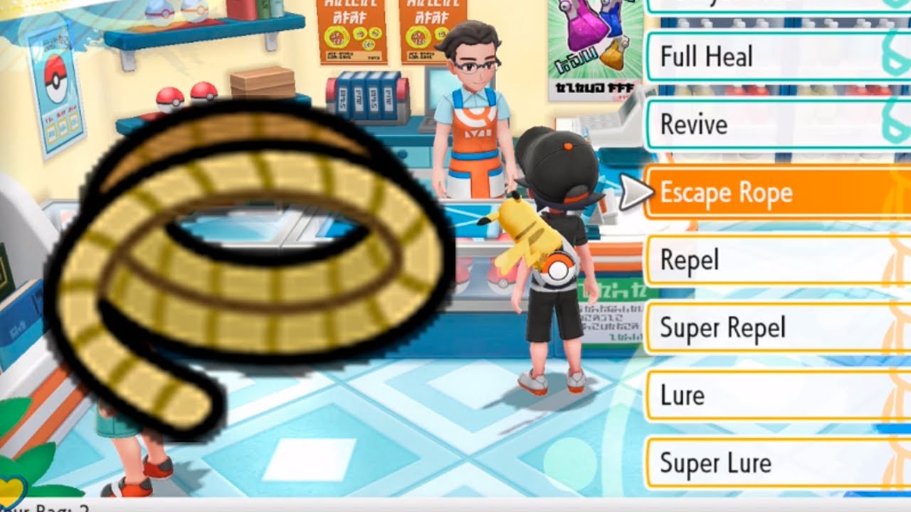 Escape Ropes in Pokémon Let's Go Pikachu & Eevee 