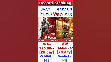 JAAT 🆚 GADAR 2 BOX OFFICE COLLECTION #shorts #virel #Sunny #jaat movie Review