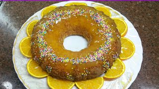 How to make orange cake with orange glaze طريقه عمل كيكه البرتقال الهشة بصوص البرتقال اللذيذ
