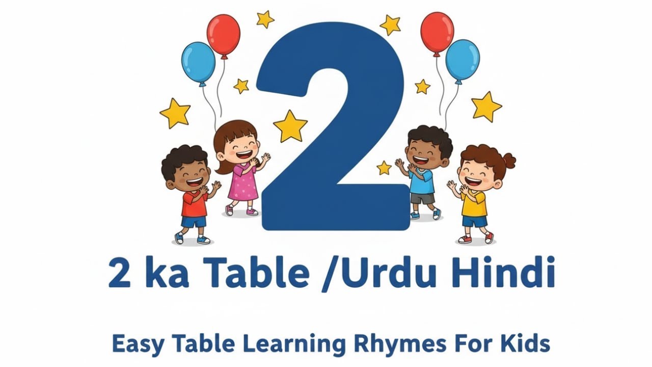 Table of 2 in Urdu Hindi | Kids Rhyme Song | Learn Maths for Nursery & Grade 1, 2, 3
