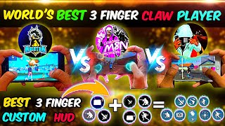 World's top 3 fastest player in 3 finger || 3 finger claw free fire || 3 finger custom hud free fire