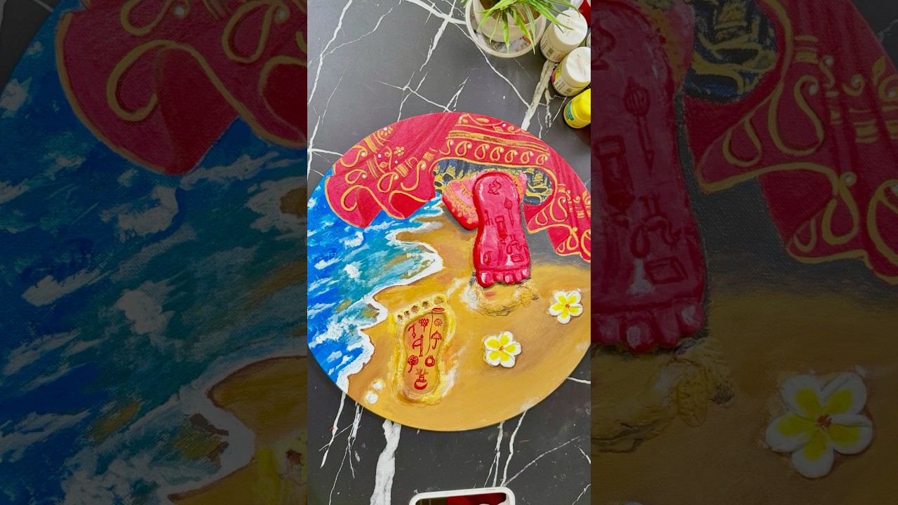 Radha Rani Ji Charan Art | Radha Rani Painting | Footprint Art | Acrylic Art 