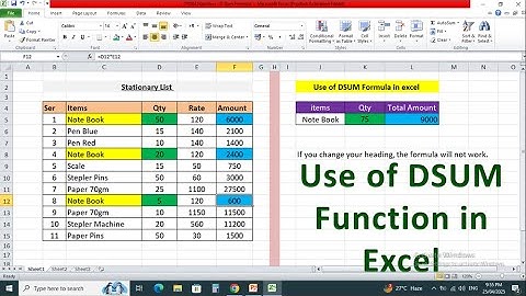 How to apply DSUM formula in Excel - DSUM function