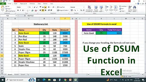 How to apply DSUM formula in Excel - DSUM function
