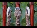 Wood Carved Western Diamondback Rattlesnake Walking Stick #53