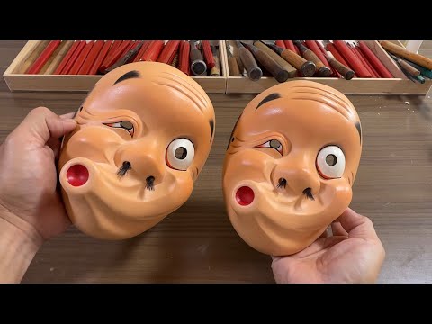 [Making a Hyottoko Mask] #HowToCarveAMask #WoodCarving #EasyWoodCarving