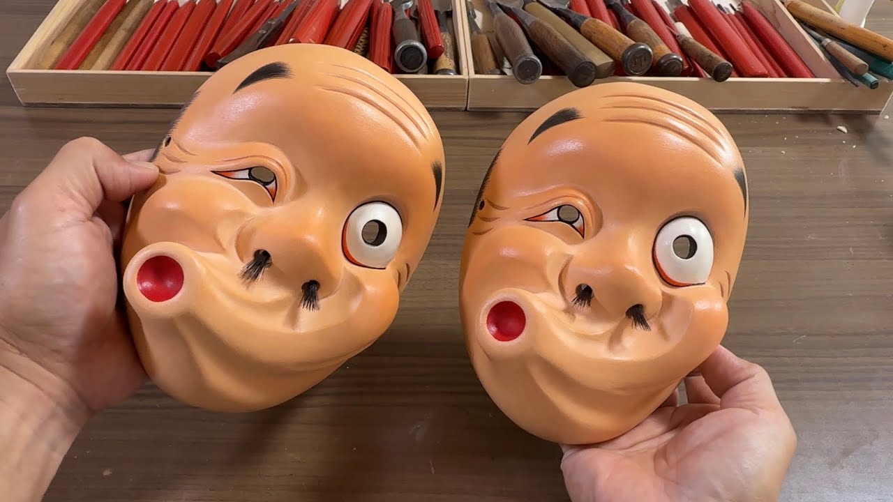 Making a Hyottoko Mask] #HowToCarveAMask #WoodCarving