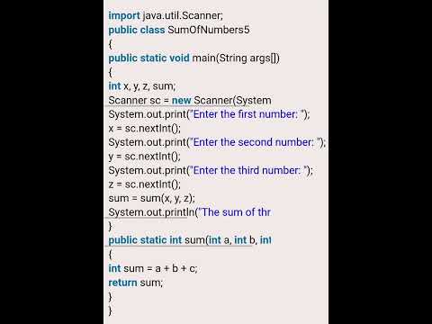 sum of 3 numbers in java #easy #java #programming #coding - YouTube